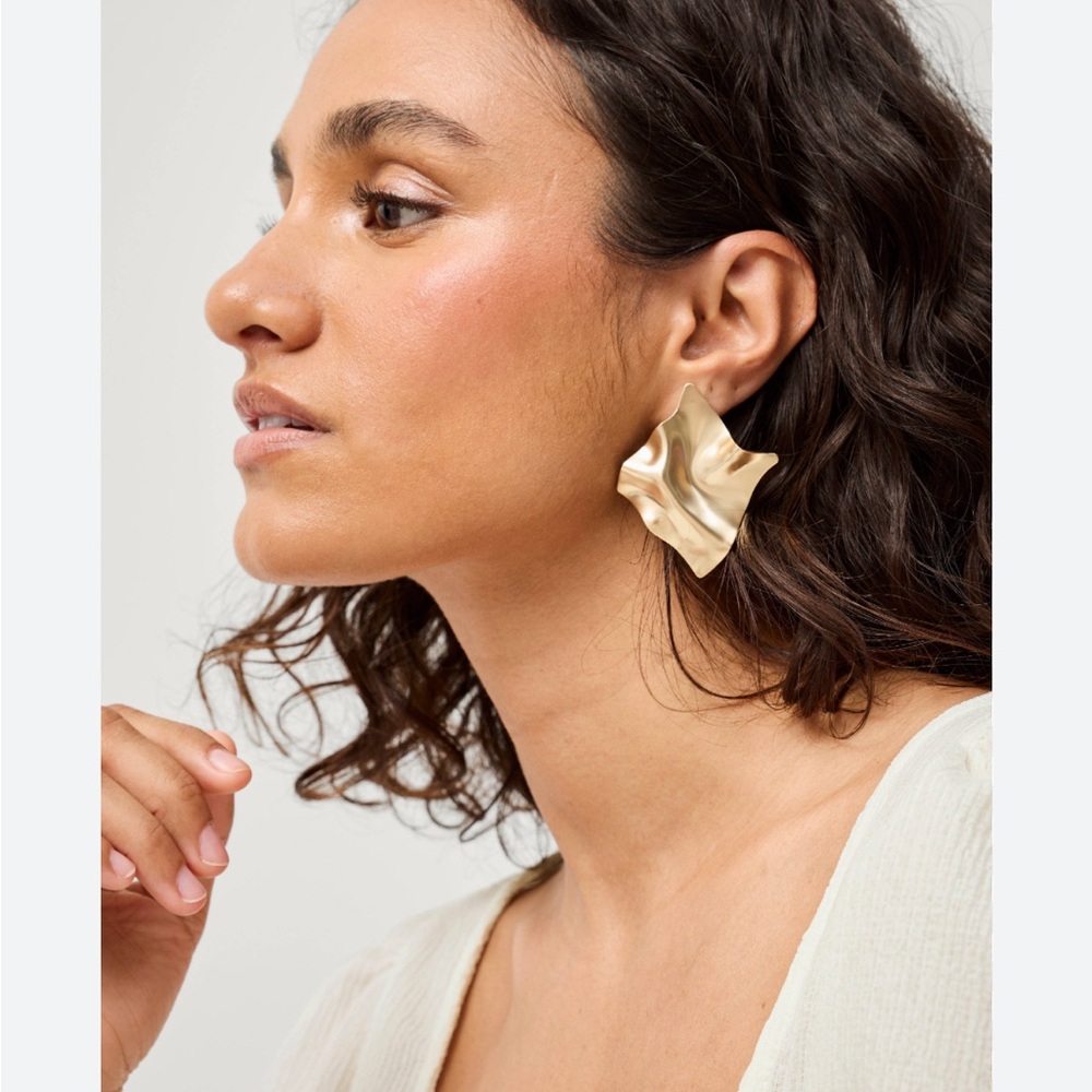 Large Gold Square Earrings